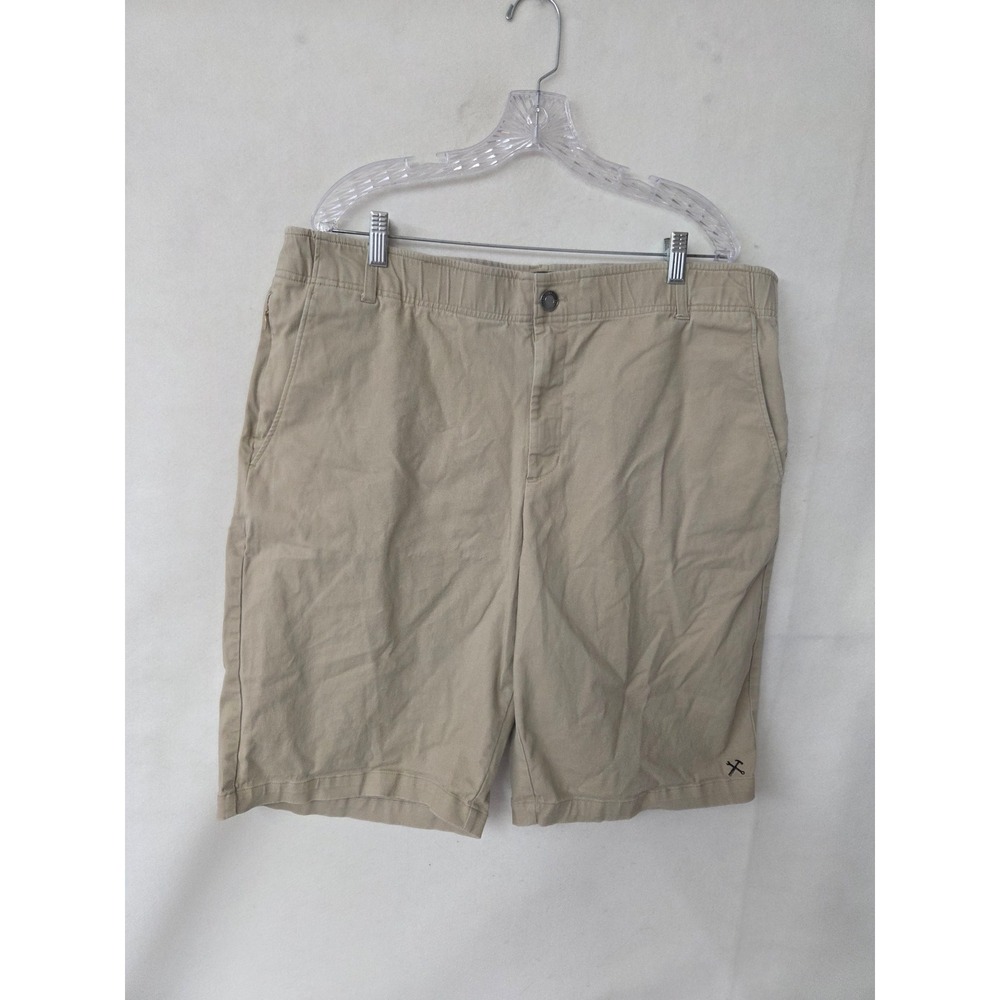 Dixxon Flannel Co Mens Khaki Tan Chino Shorts Size 40 Elastic Waist Stretch